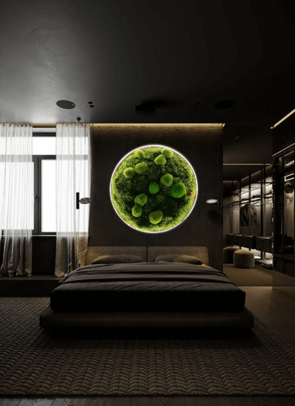 Obraz LED-Koło z mchu leśnego poduszkowego i płaskiego