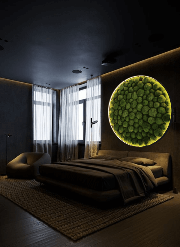 Obraz-LED-Koło z mchu leśnego poduszkowego